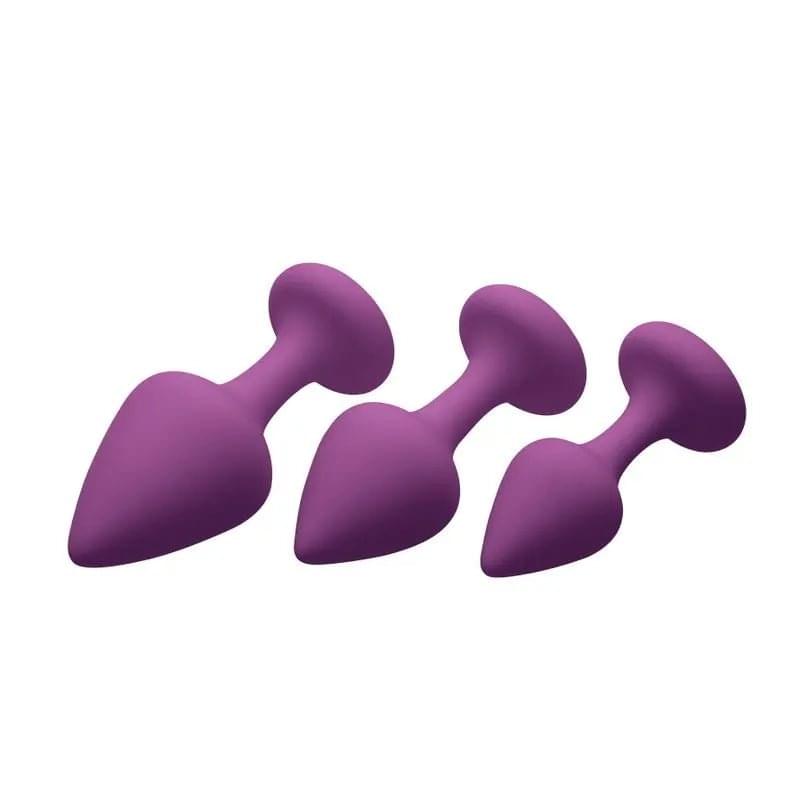 Purple Pleasures 3 Pc Silicone Anal Plugs Frisky Discreet Intimate Essentials.