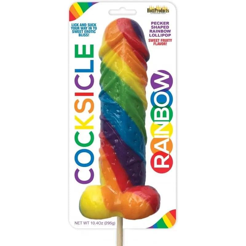 Rainbow Cocksicle Lollipop Hott Products Discreet Intimate Essentials.