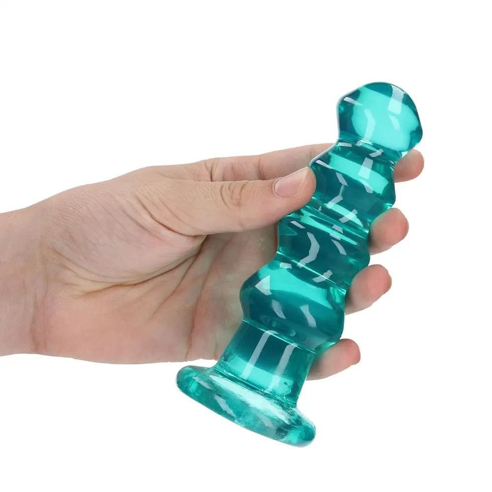 REALROCK 14 cm Curvy Anal Plug - Turquoise - Turquoise 14 cm (4.5'') Butt Plug Shots Toys Discreet Intimate Essentials.