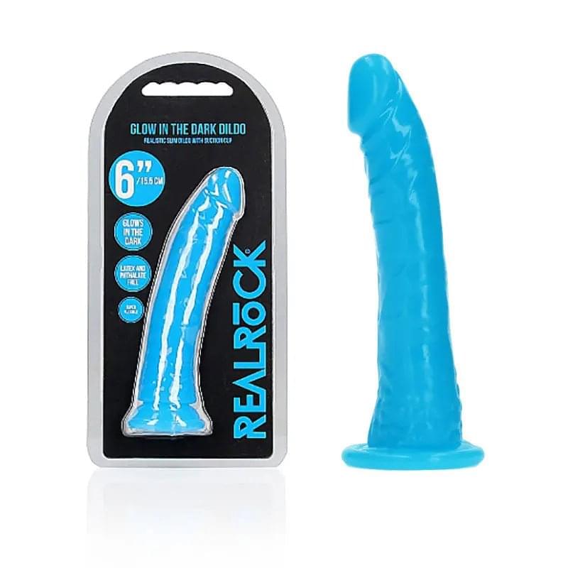 REALROCK 15.5 cm Slim Glow in the Dark Neon -  - Glow in Dark  15.5 cm (6'') Dong Shots Toys Discreet Intimate Essentials.