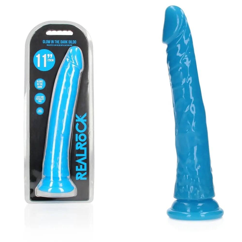 REALROCK 29 cm Slim Glow in the Dark Neon -  - Glow in Dark  29 cm (11'') Dong Shots Toys Discreet Intimate Essentials.