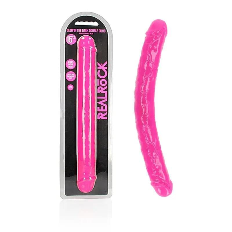 REALROCK 38 cm Double Dong Glow -  -  38 cm (15'') Double Dong Shots Toys Discreet Intimate Essentials.