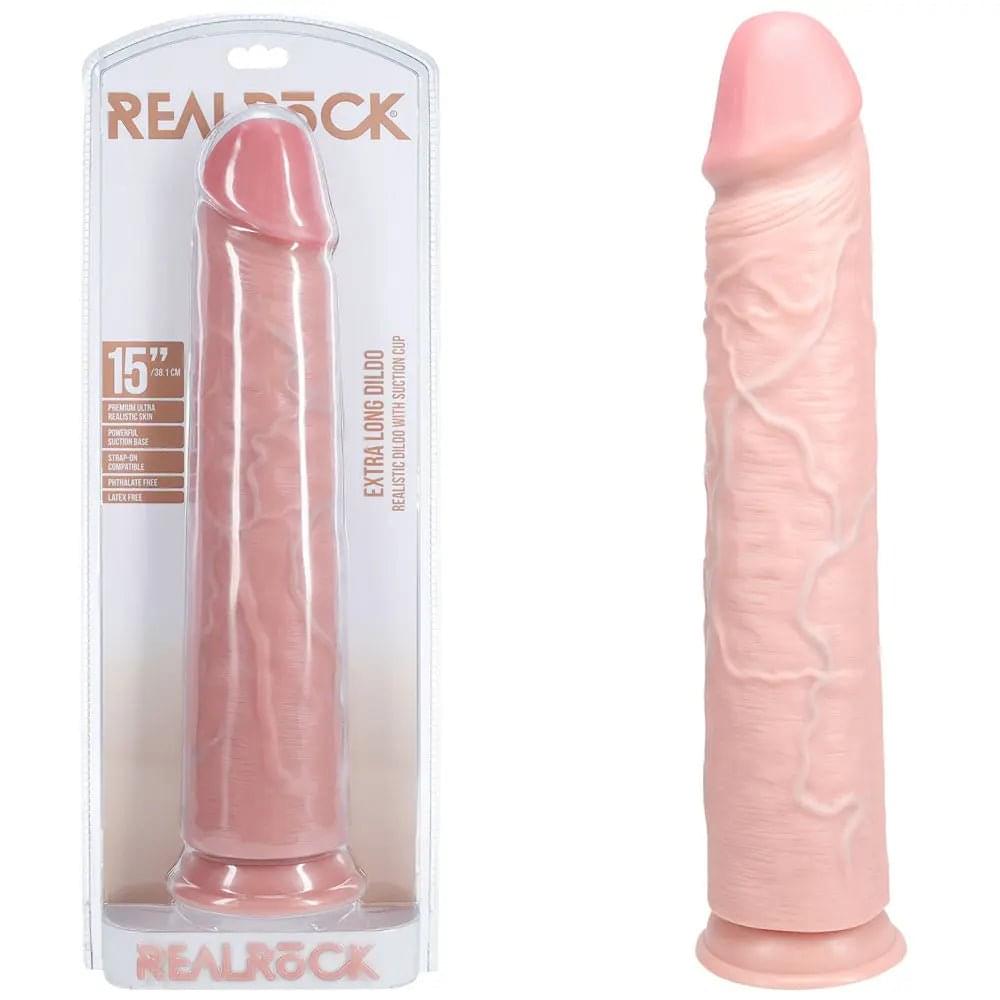 REALROCK 38cm Extra Long Dildo -  -  38 cm (15'') Extra Long Dong Shots Toys Discreet Intimate Essentials.