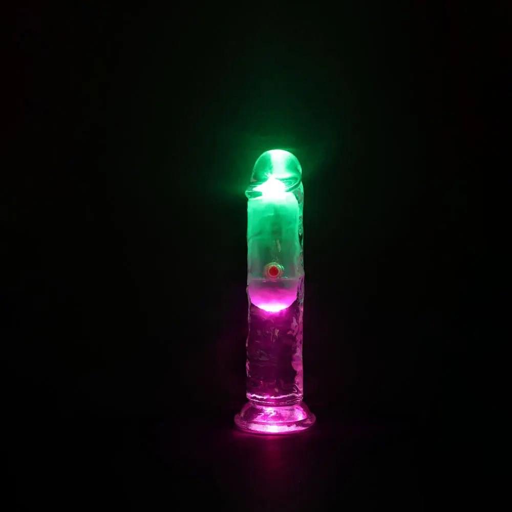REALROCK 6'' No Balls Wireless Rechargeable LED Vibrating Dong - Clear with LED 16.5 cm USB Rechargeable Vibrating Dong with Remote Shots Toys Discreet Intimate Essentials.