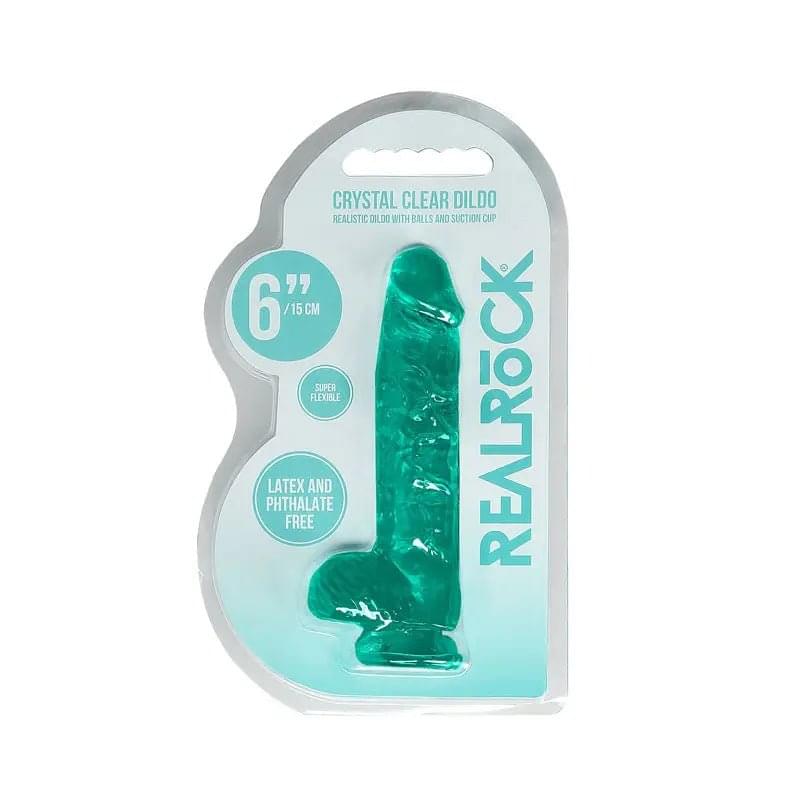 REALROCK 6'' Realistic Dildo With Balls - Turquoise 15.2 cm Dong Shots Toys Discreet Intimate Essentials.