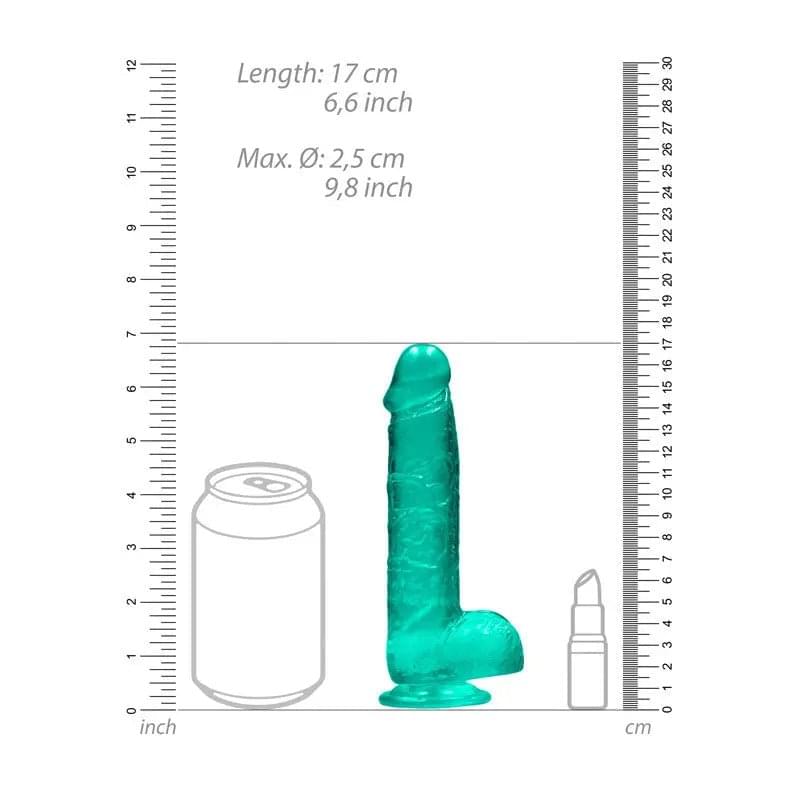 REALROCK 6'' Realistic Dildo With Balls - Turquoise 15.2 cm Dong Shots Toys Discreet Intimate Essentials.