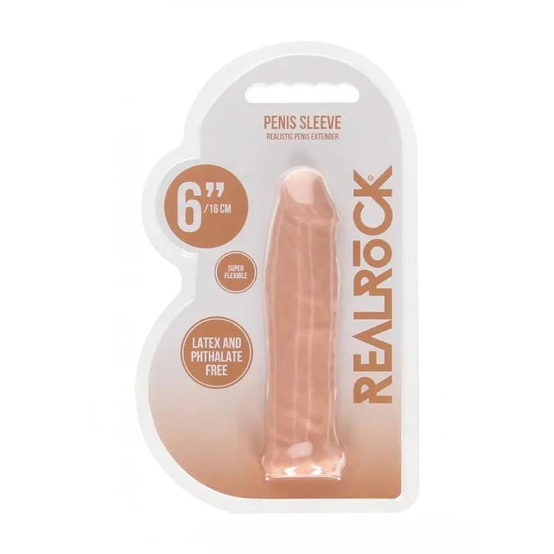 REALROCK 6'' Realistic Penis Sleeve -  15.2 cm Penis Extension Sleeve Shots Toys Discreet Intimate Essentials.