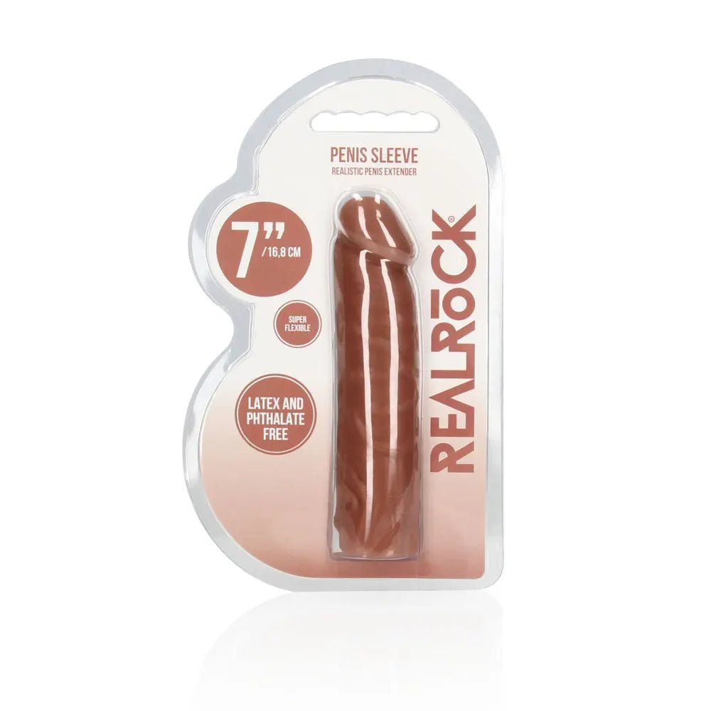 Shop affordable quality REALROCK 7'' Penis Extender - Tan - Tan 17.8 cm Penis Extension Sleeve - Discreet Intimate Essentials - SLEEVES - Shots Toys