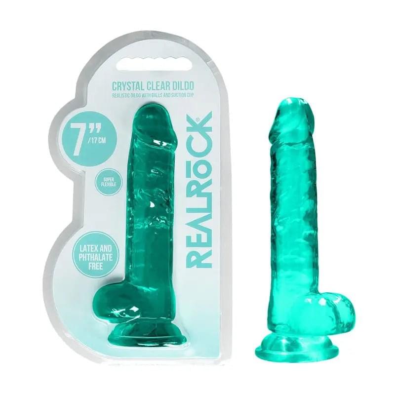 REALROCK 7'' Realistic Dildo With Balls - Turquoise 17.8 cm Dong Shots Toys Discreet Intimate Essentials.