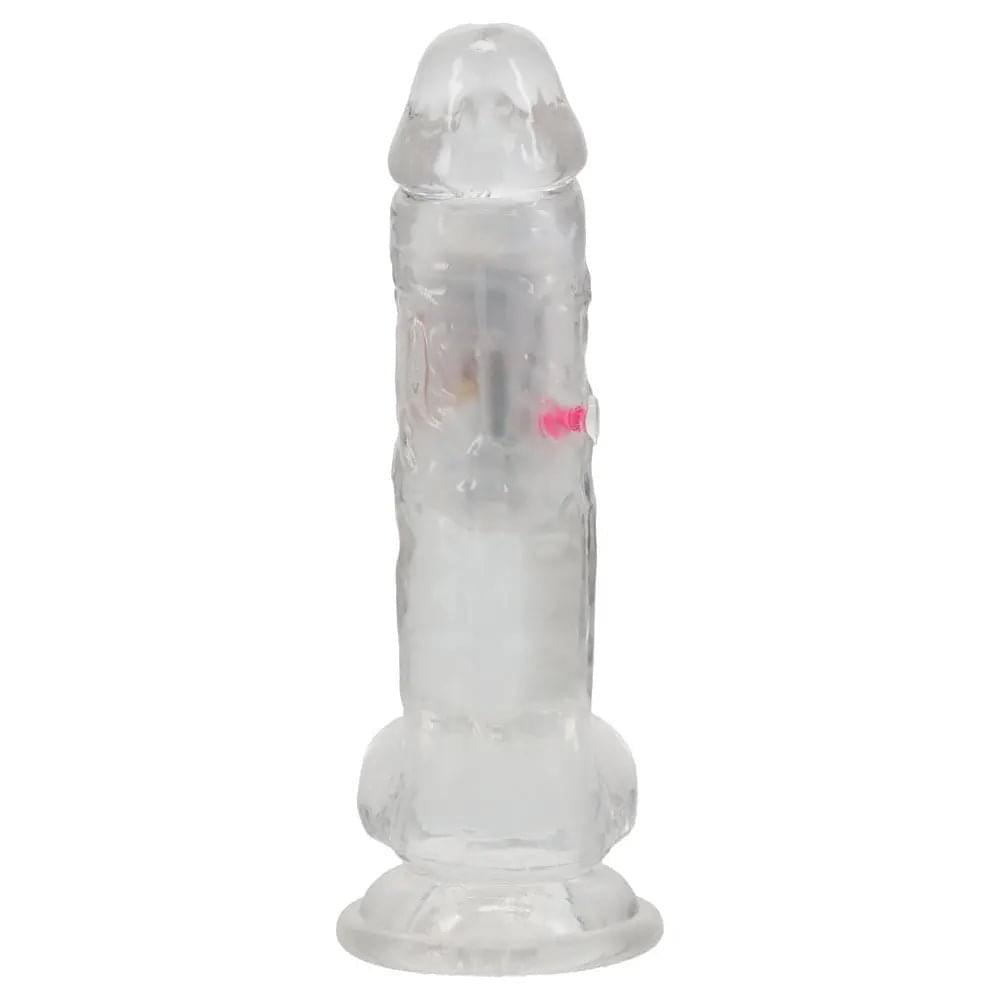 REALROCK 7'' with Balls Wireless Rechargeable LED Vibrating Dong - Clear with LED 19.5 cm USB Rechargeable Vibrating Dong with Remote Shots Toys Discreet Intimate Essentials.