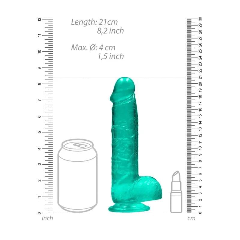 REALROCK 8'' Realistic Dildo With Balls - Turquoise 20.3 cm Dong Shots Toys Discreet Intimate Essentials.