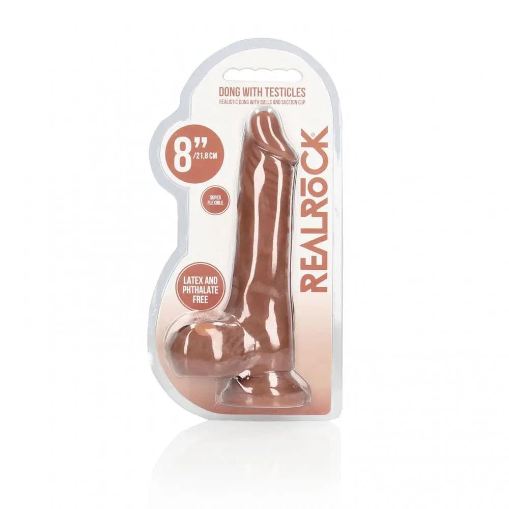 REALROCK 8'' Realistic Dong with Balls - Tan - Tan 20.3 cm Dong Shots Toys Discreet Intimate Essentials.