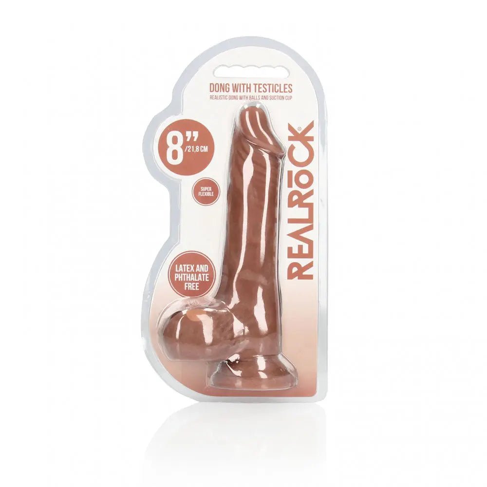 Shop affordable quality REALROCK 8'' Realistic Dong with Balls - Tan - Tan 20.3 cm Dong - Discreet Intimate Essentials - DONGS - Shots Toys