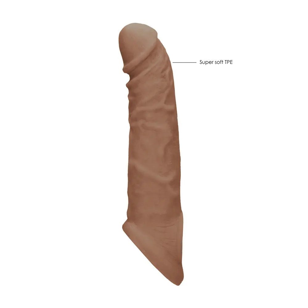 Shop affordable quality REALROCK 8'' Realistic Penis Extender with Rings - Tan - Tan 20.3 cm Penis Extension Sleeve - Discreet Intimate Essentials - SLEEVES - Shots Toys