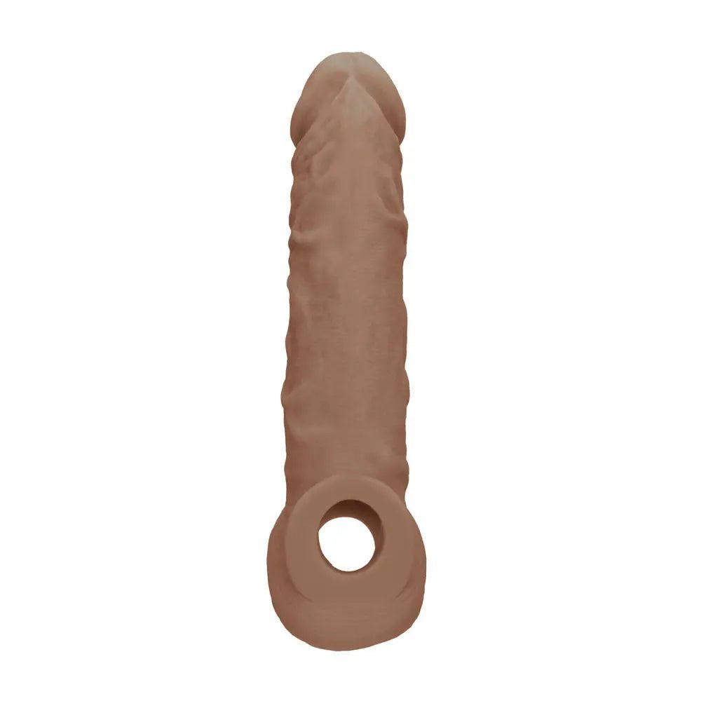 Shop affordable quality REALROCK 8'' Realistic Penis Extender with Rings - Tan - Tan 20.3 cm Penis Extension Sleeve - Discreet Intimate Essentials - SLEEVES - Shots Toys