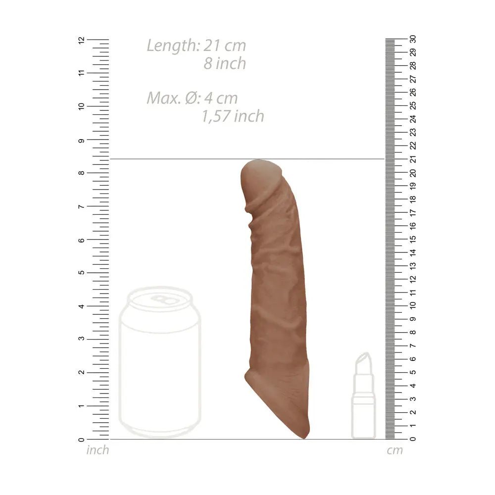 Shop affordable quality REALROCK 8'' Realistic Penis Extender with Rings - Tan - Tan 20.3 cm Penis Extension Sleeve - Discreet Intimate Essentials - SLEEVES - Shots Toys