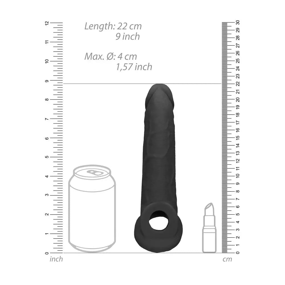 Shop affordable quality REALROCK 9'' Realistic Penis Extender with Rings - 22.9 cm Penis Extension Sleeve - Discreet Intimate Essentials - SLEEVES - Shots Toys
