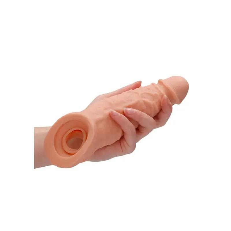 REALROCK 9'' Realistic Penis Extender with Rings -  22.9 cm Penis Extension Sleeve Shots Toys Discreet Intimate Essentials.