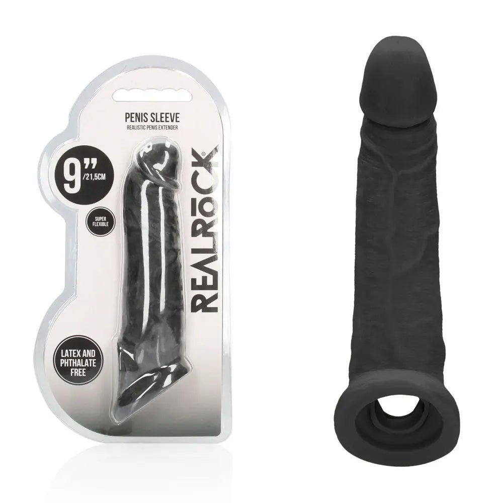 Shop affordable quality REALROCK 9'' Realistic Penis Extender with Rings - 22.9 cm Penis Extension Sleeve - Discreet Intimate Essentials - SLEEVES - Shots Toys