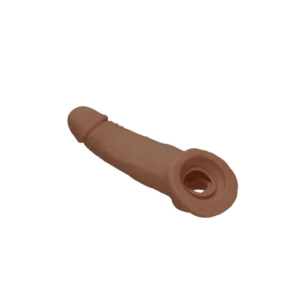 REALROCK 9'' Realistic Penis Extender with Rings - Tan - Tan 22.9 cm Penis Extension Sleeve Shots Toys Discreet Intimate Essentials.