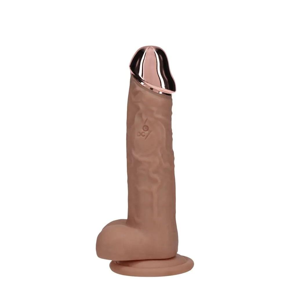 REALROCK Metal Head 6'' Rechargeable Dildo - Tan - Tan 16.2 cm USB Rechargeable Vibrating Dildo with Metal Head and Wireless Remote Shots Toys Discreet Intimate Essentials.