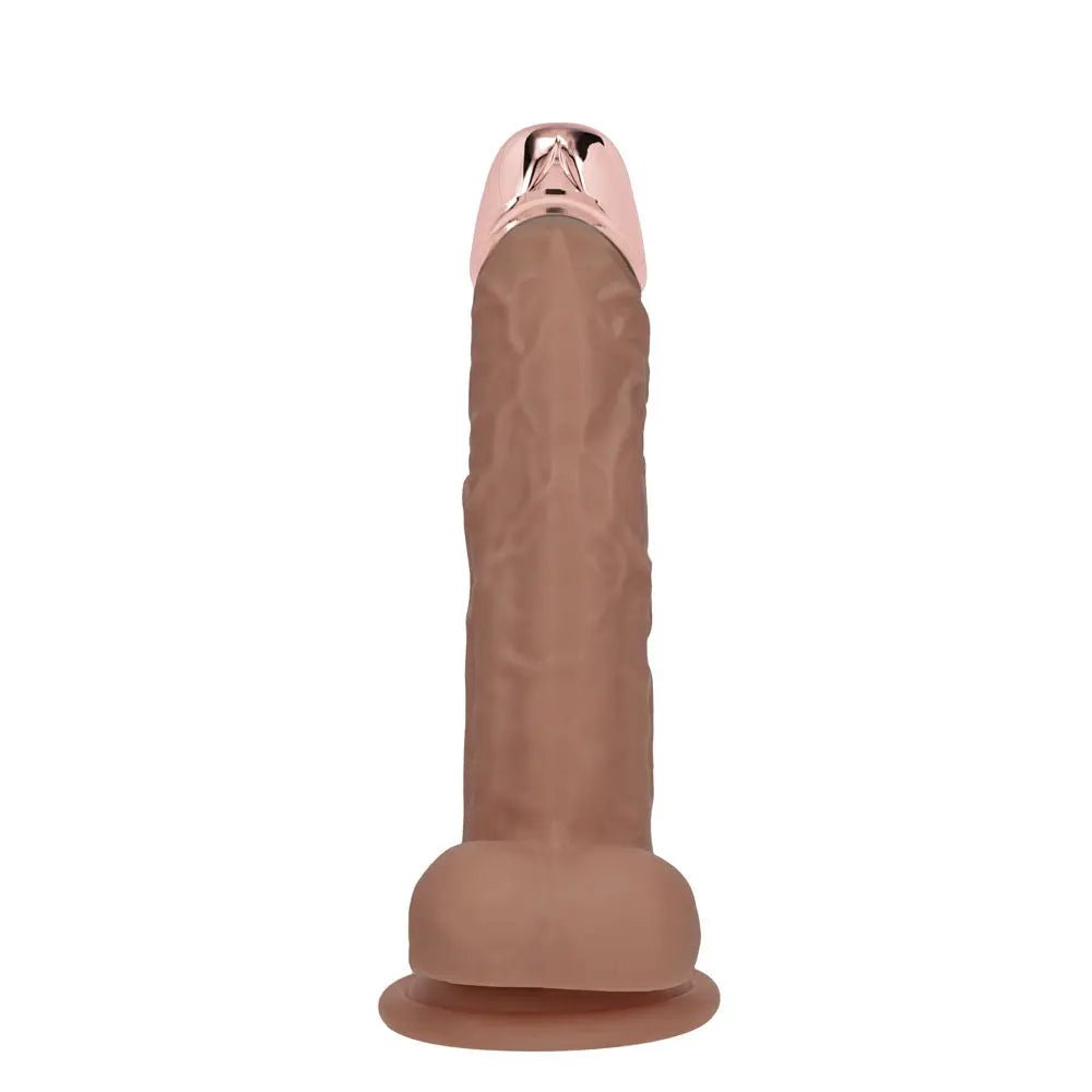 Shop affordable quality REALROCK Metal Head 7'' Rechargeable Dildo - Tan - Tan 19 cm USB Rechargeable Vibrating Dildo with Metal Head and Wireless Remote - Discreet Intimate Essentials - DONGS - Shots Toys