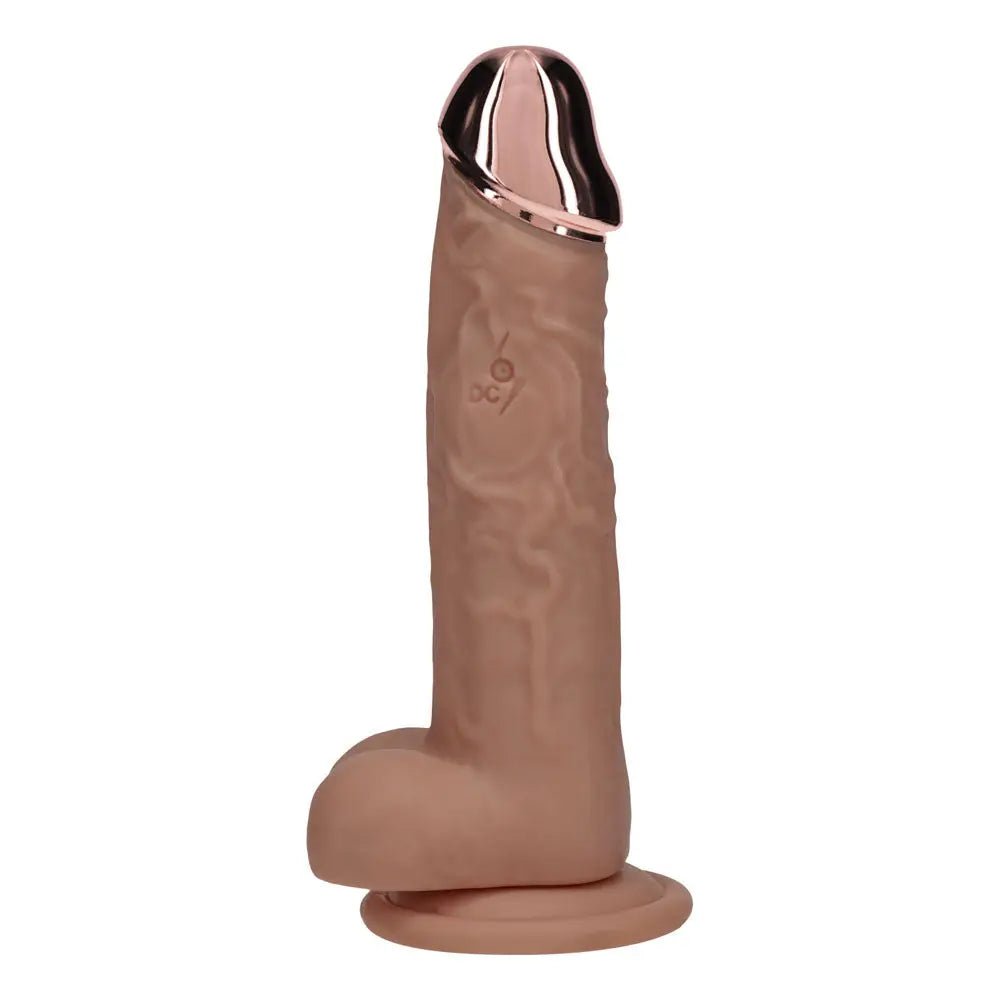 Shop affordable quality REALROCK Metal Head 8'' Rechargeable Dildo - Tan - Tan 22 cm USB Rechargeable Vibrating Dildo with Metal Head and Wireless Remote - Discreet Intimate Essentials - DONGS - Shots Toys