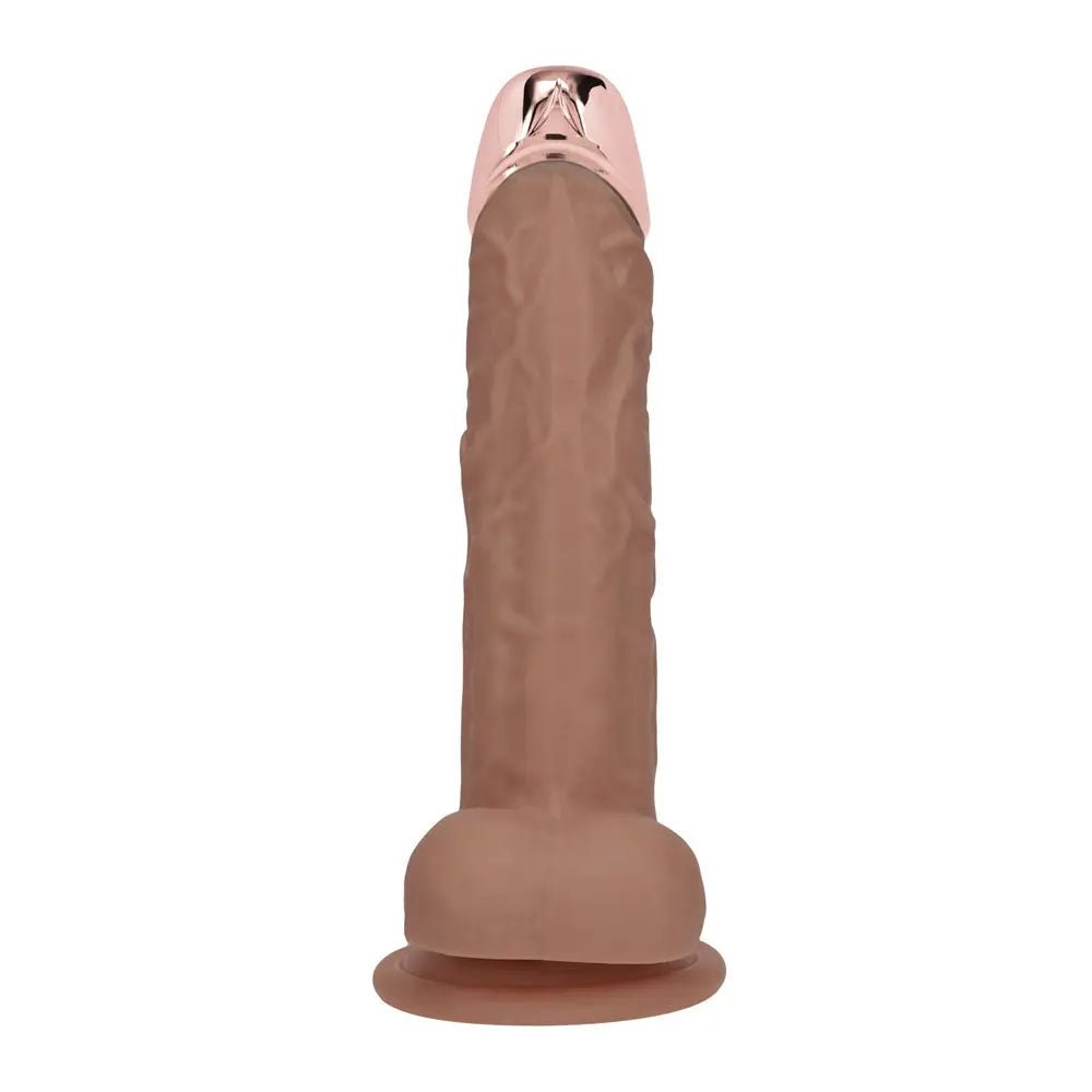 Shop affordable quality REALROCK Metal Head 8'' Rechargeable Dildo - Tan - Tan 22 cm USB Rechargeable Vibrating Dildo with Metal Head and Wireless Remote - Discreet Intimate Essentials - DONGS - Shots Toys