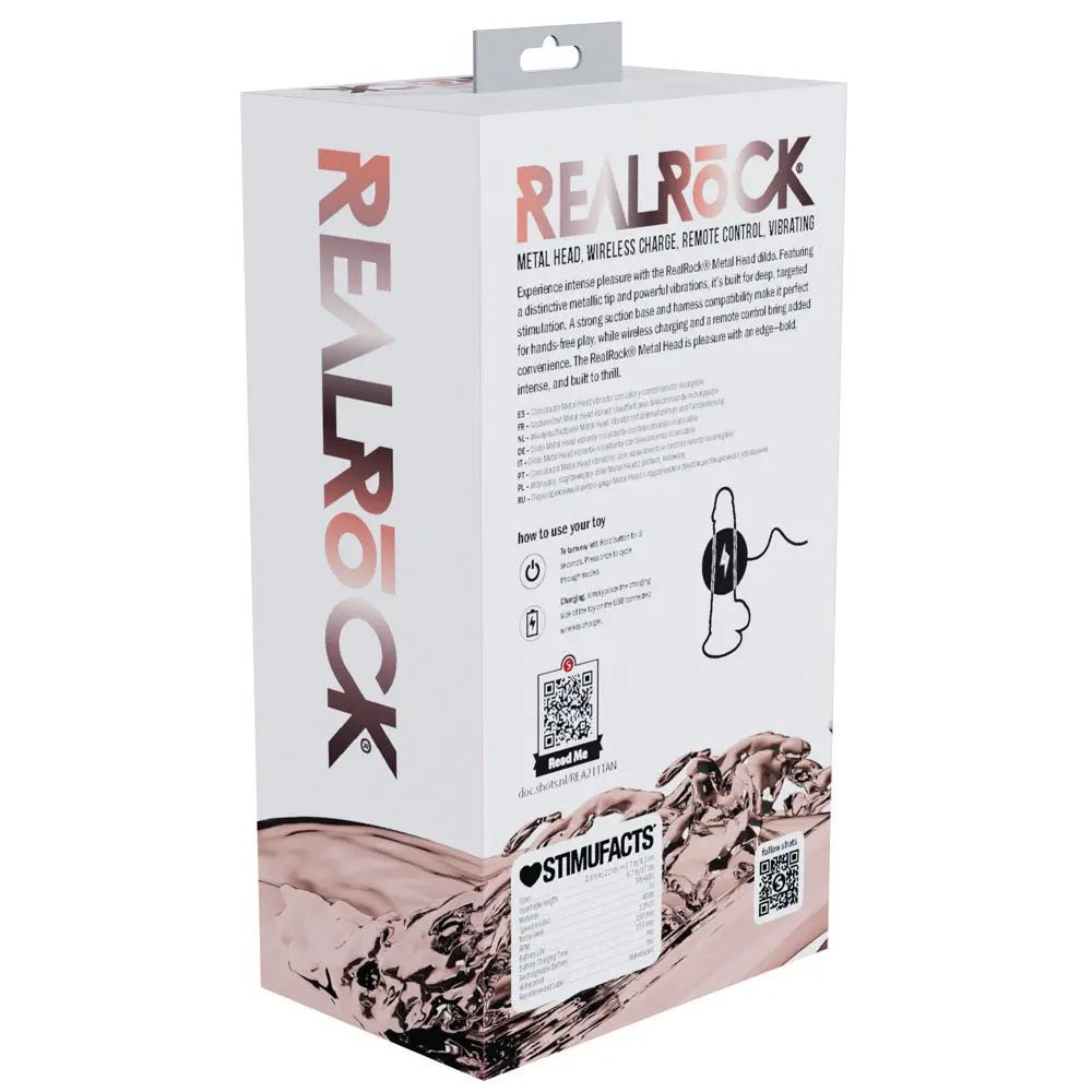 Shop affordable quality REALROCK Metal Head 8'' Rechargeable Dildo - Tan - Tan 22 cm USB Rechargeable Vibrating Dildo with Metal Head and Wireless Remote - Discreet Intimate Essentials - DONGS - Shots Toys