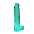 REALROCK Realistic Dildo With Balls 10'' - Turquoise 25 cm Dong Shots Toys Discreet Intimate Essentials.