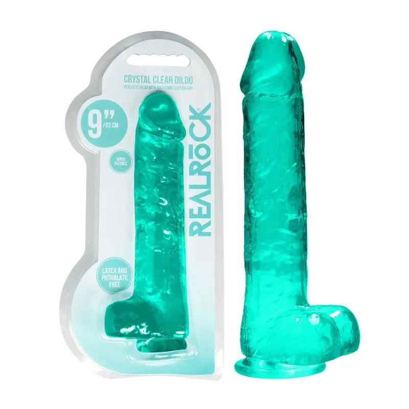 Shop affordable quality REALROCK Realistic Dildo With Balls 9IN - Discreet Intimate Essentials - DONGS - Shots Toys
