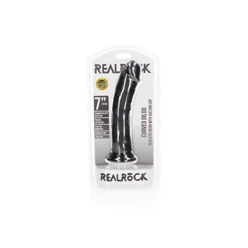 REALROCK Realistic Regular Curved Dildo with Suction Cup - 18 cm -  18 cm (7'') Dong Shots Toys Discreet Intimate Essentials.