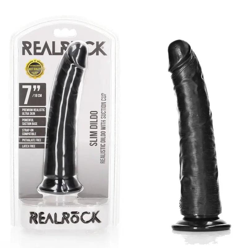 REALROCK Realistic Slim Dildo with Suction Cup - 18cm -  18 cm (7'') Dong Shots Toys Discreet Intimate Essentials.