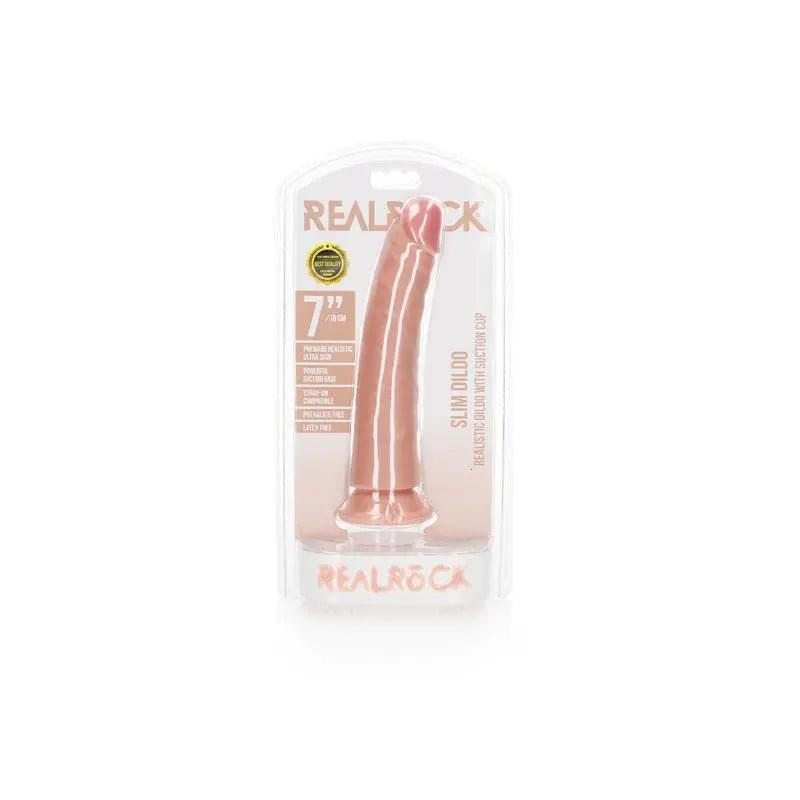 REALROCK Realistic Slim Dildo with Suction Cup - 18cm -  18 cm (7'') Dong Shots Toys Discreet Intimate Essentials.