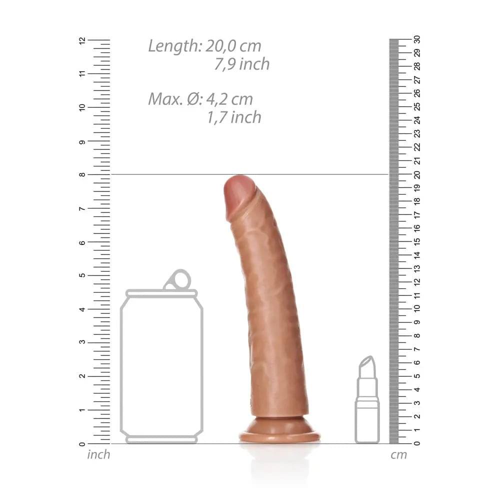 REALROCK Realistic Slim Dildo with Suction Cup - 18cm - Tan 18 cm (7'') Dong Shots Toys Discreet Intimate Essentials.