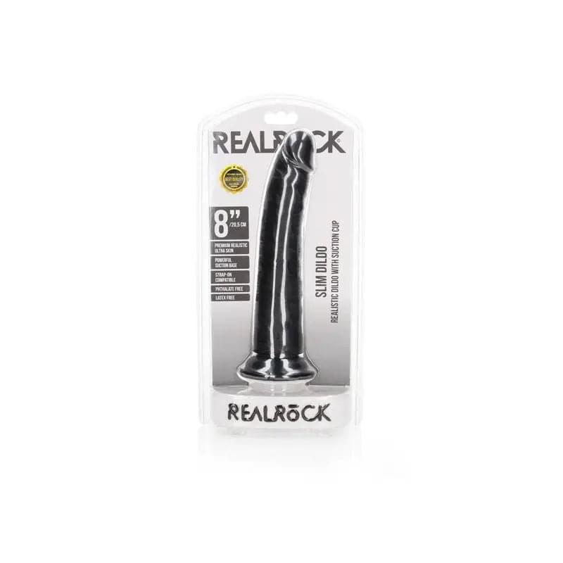 REALROCK Realistic Slim Dildo with Suction Cup - 20.5cm -  20.5 cm (8'') Dong Shots Toys Discreet Intimate Essentials.