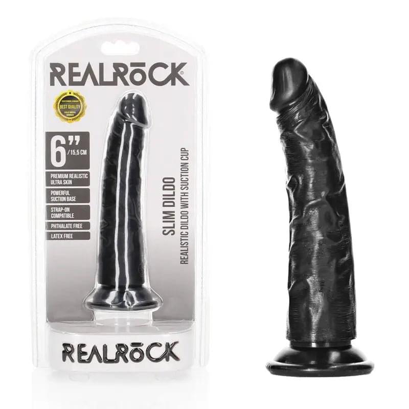 REALROCK Realistic Slim Dildo without Balls - 15.5 cm -  15.5 cm (6'') Dong Shots Toys Discreet Intimate Essentials.