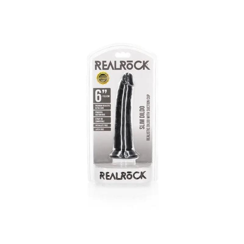REALROCK Realistic Slim Dildo without Balls - 15.5 cm -  15.5 cm (6'') Dong Shots Toys Discreet Intimate Essentials.