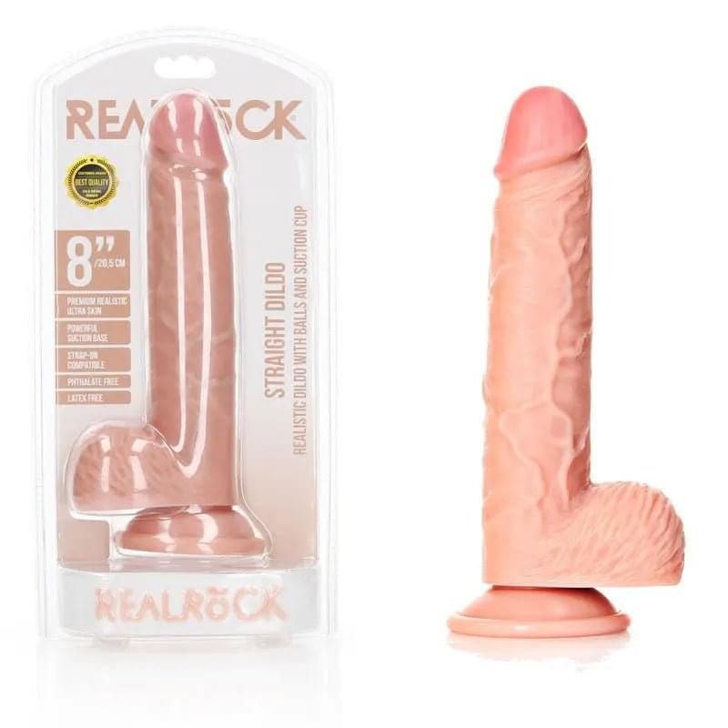 REALROCK Straight Realistic Dildo with Balls - 20.5 cm -  20.5 cm (8'') Dong Shots Toys Discreet Intimate Essentials.