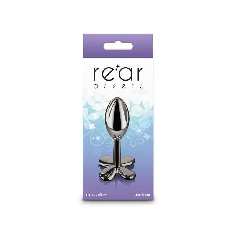 Rear Assets Clover - Gunmetal - Gunmetal 9.2 cm Metallic Butt Plug NS Novelties Discreet Intimate Essentials.