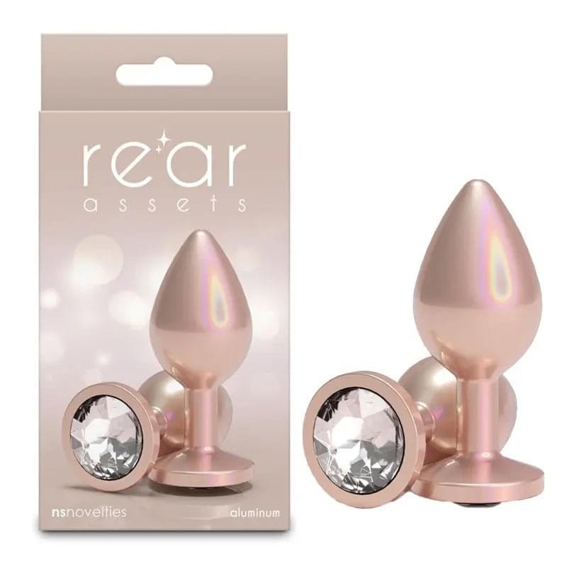 Rear Assets Iridescent - Medium - Champagne - Iridescent Champagne 8.2 cm Medium Butt Plug NS Novelties Discreet Intimate Essentials.