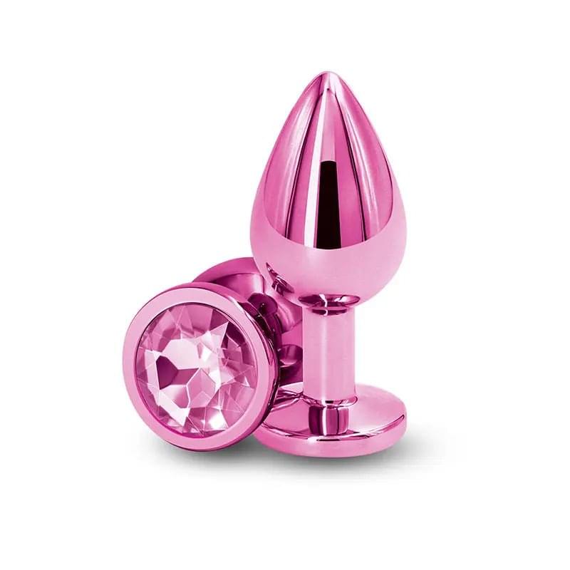 Rear Assets - Medium -  -  8.2 cm Medium Metal Butt Plug with  Round Gem Base NS Novelties Discreet Intimate Essentials.