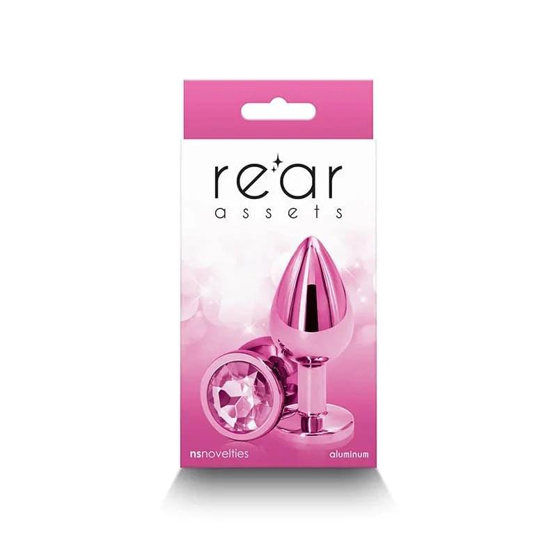 Rear Assets - Medium -  -  8.2 cm Medium Metal Butt Plug with  Round Gem Base NS Novelties Discreet Intimate Essentials.