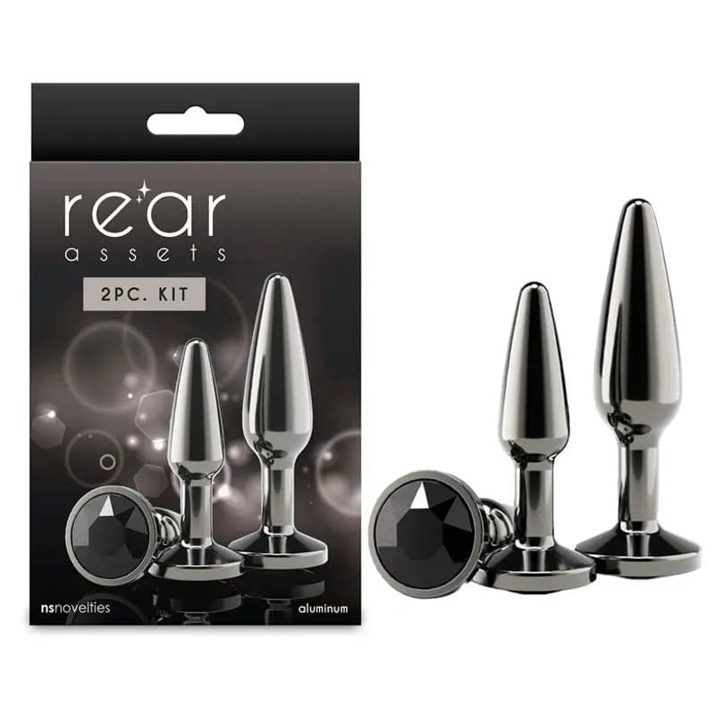 Rear Assets Tapered Trainer Kit - Gunmetal - Gunmetal Grey Metal Butt Plugs - Set of 2 Sizes NS Novelties Discreet Intimate Essentials.