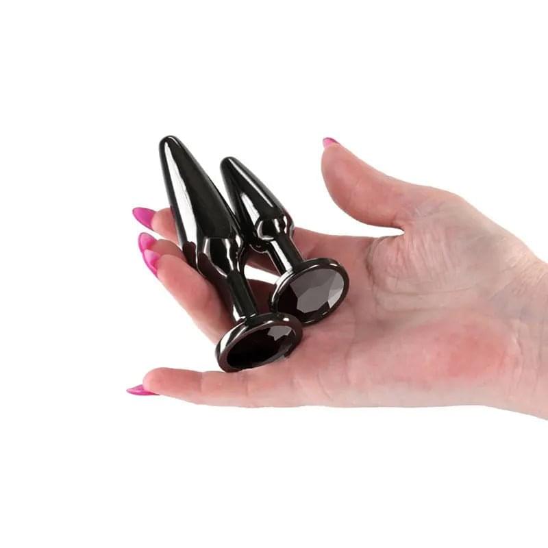 Rear Assets Tapered Trainer Kit - Gunmetal - Gunmetal Grey Metal Butt Plugs - Set of 2 Sizes NS Novelties Discreet Intimate Essentials.