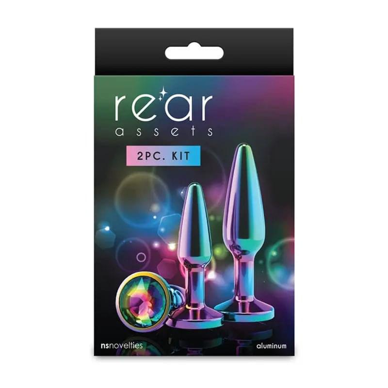 Rear Assets Tapered Trainer Kit - Multicolour - Multicoloured Metal Butt Plugs - Set of 2 Sizes NS Novelties Discreet Intimate Essentials.