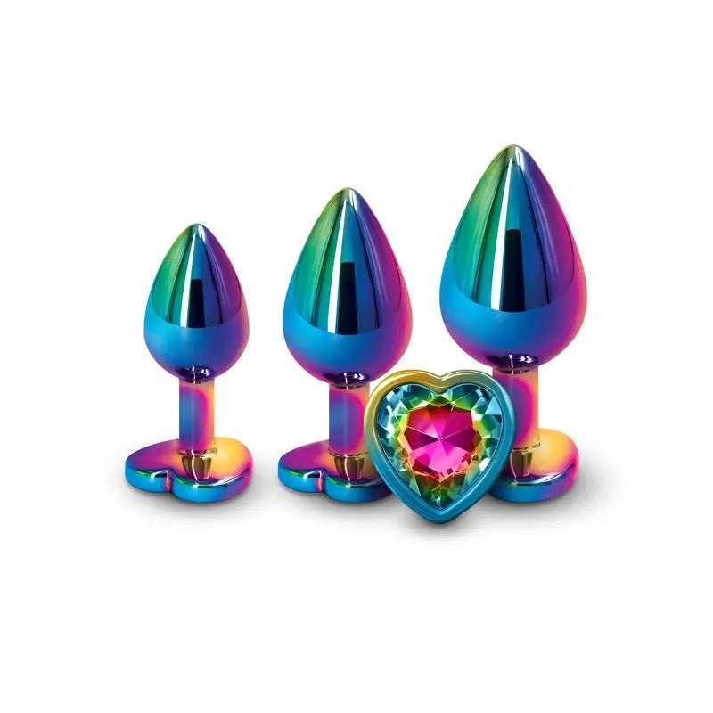 Shop affordable quality Rear Assets Trainer Kit - Multicolour - Rainbow Heart - Multi Metallic Butt Plugs with Rainbow Hearts - Set of 3 Sizes - Discreet Intimate Essentials - ANAL TOYS - NS Novelties