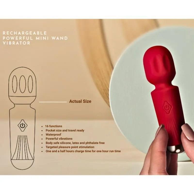 Rechargeable 16 Mode Silicone Mini Wand Black Tulip Rocks Off Discreet Intimate Essentials.