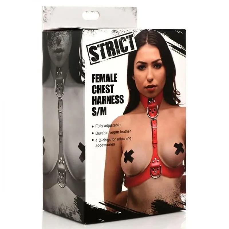 Red Female Chest Harness M/L Strict Discreet Intimate Essentials.
