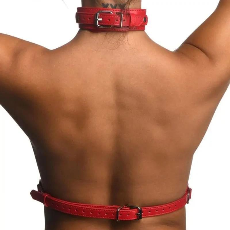 Red Female Chest Harness M/L Strict Discreet Intimate Essentials.
